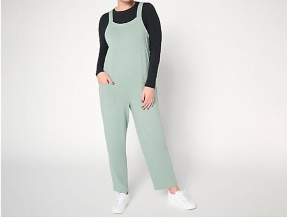 Anybody Petite L Green & Black Cozy Knit Jumpsuit & Long Sleeve Top A711210 NWOT
